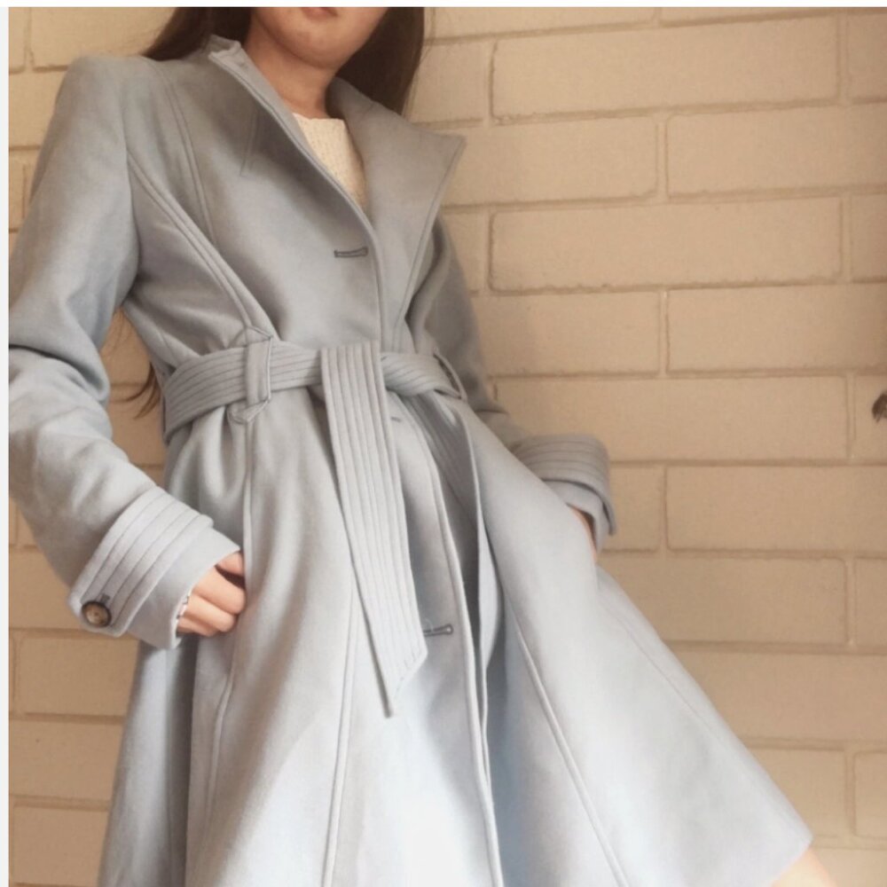 Anthropologie Cartonnier Light Baby Blue Pea Coat Size 4